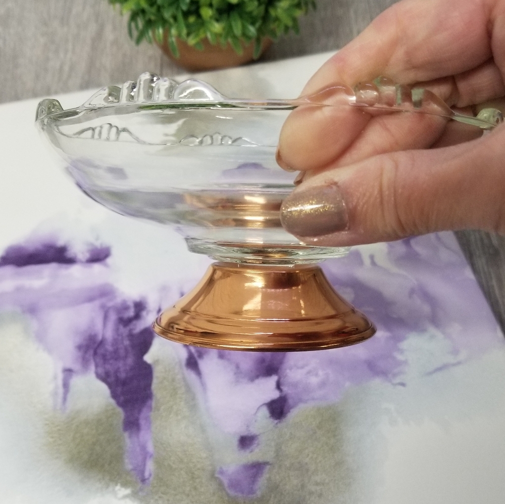 Princess House Copper Footed Glass Bowl - Picture 8 of 8
